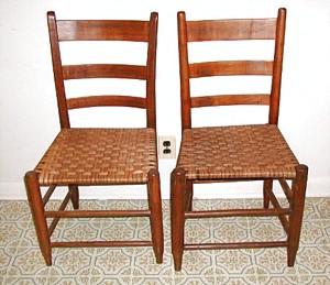 Caned bottom ladder back chairs